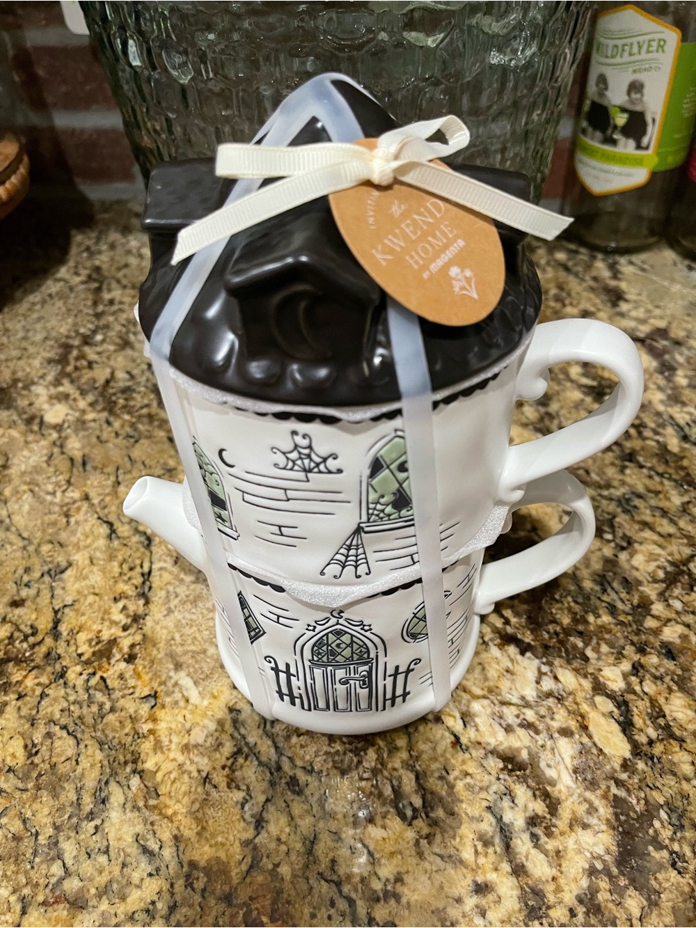 The Kwendy Home by Magenta stackable whimsical village mug set & topper - NEW!